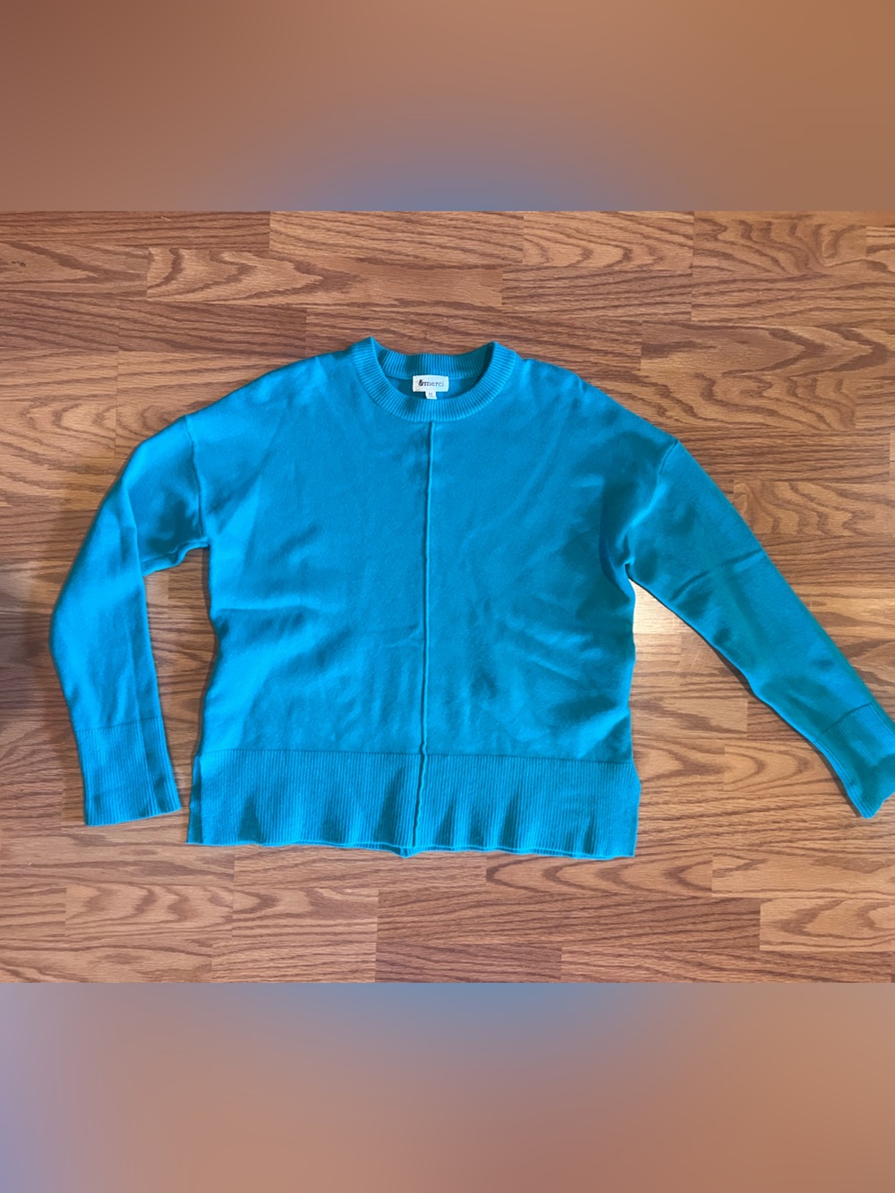 &merci Women’s Teal Crewneck Sweater - Classic Knit